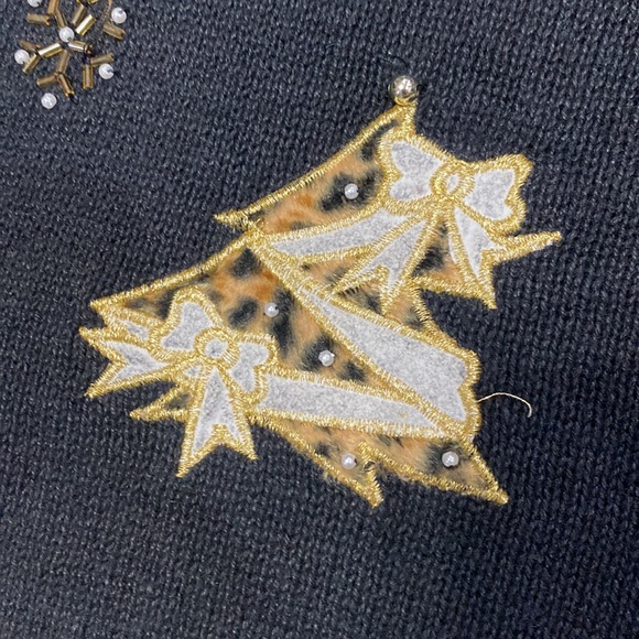 Victoria Jones women holiday Christmas cardigan sweater black size 2X - Picture 11 of 16